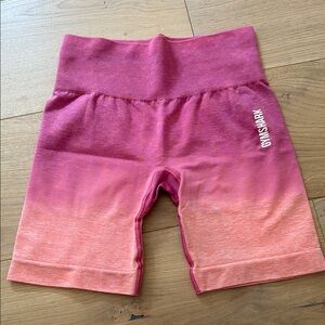 Gymshark Pink and Orange Gradient Athletic Shorts